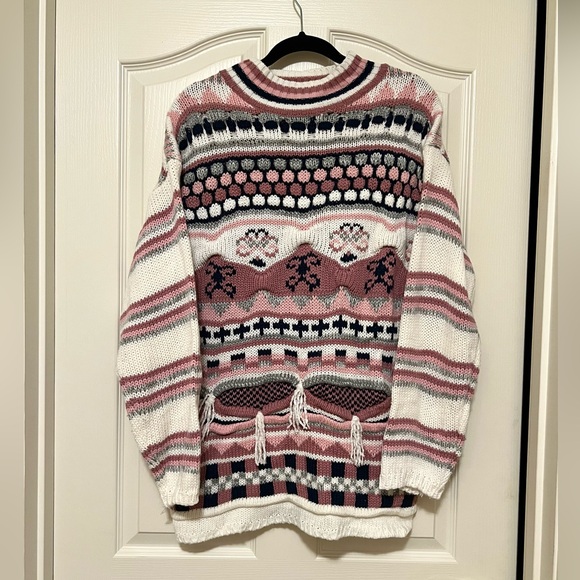 Vintage Sweaters - 80s-90s Vintage 🌸 One Step Up Mixed Knit Mockneck Sweater